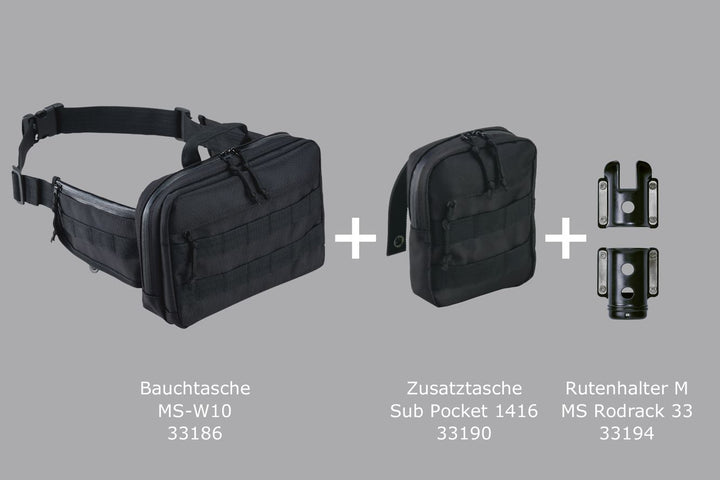 Set: Daiichiseiko Bauchtasche MS-W10 + Egi Rack BB30 + Rutenhalter Rodrack 33