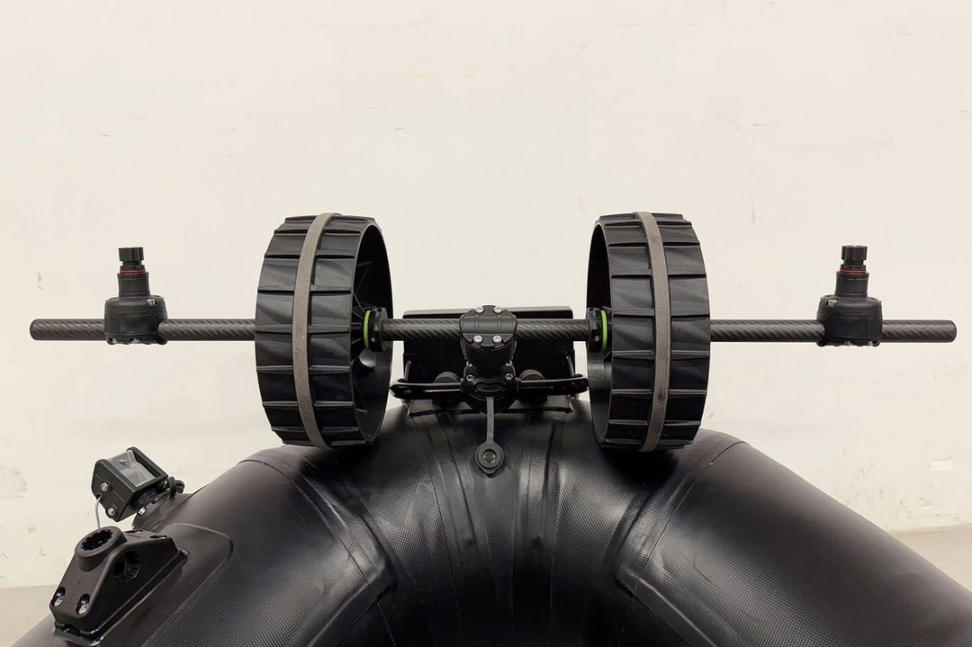 Set: Bellyboot Transportachse aus Carbon-Reifen + 2x Halterungen + Kleber Kit