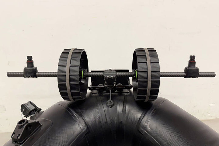 Set: Bellyboot Transportachse aus Carbon-Reifen + 2x Halterungen + Kleber Kit