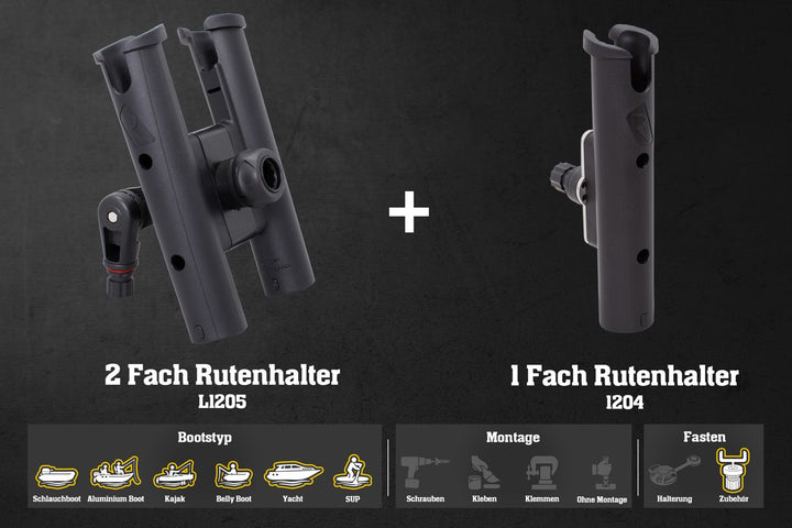 Fasten 3 Fach Rutenhalter - Angelrutenhalter für Boote, vertikale Ablage