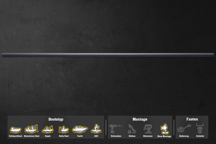 3K Carbon Rohr (22mm Ø außen), Basis für individuelle Eigenbauten (1150mm Länge)