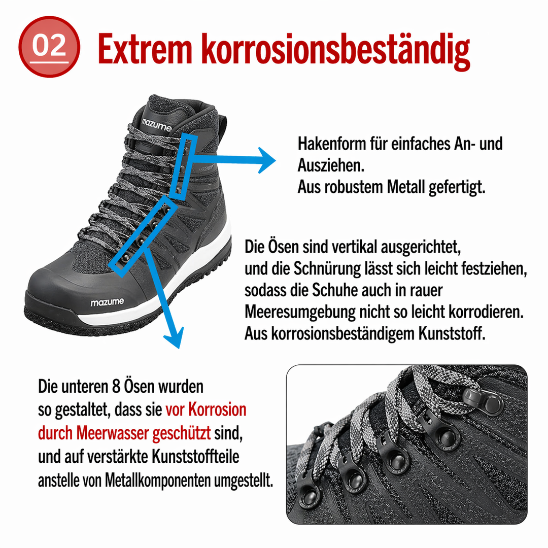 Aktuell in Vorbestellung – mazume Watschuhe mit Filzsohle &amp; Spikes MZWD-692 – Jetzt auch in Größe 3L verfügbar (neue Generation)