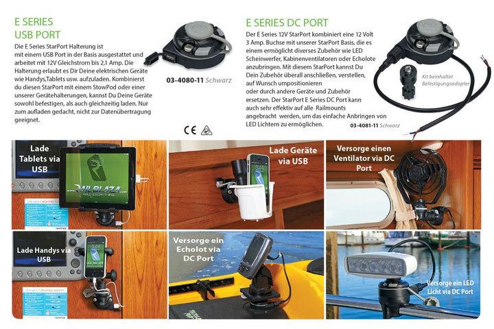 Railblaza E Series USB Starport Halterung (schwarz) Montage: bohren 03-4080-11