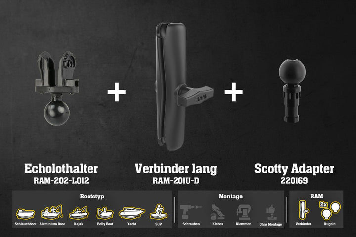 L950aq – Hook 5. Hook²-4x. Hook²-5 / Lang - Alu - RAM - 230mm / Scotty