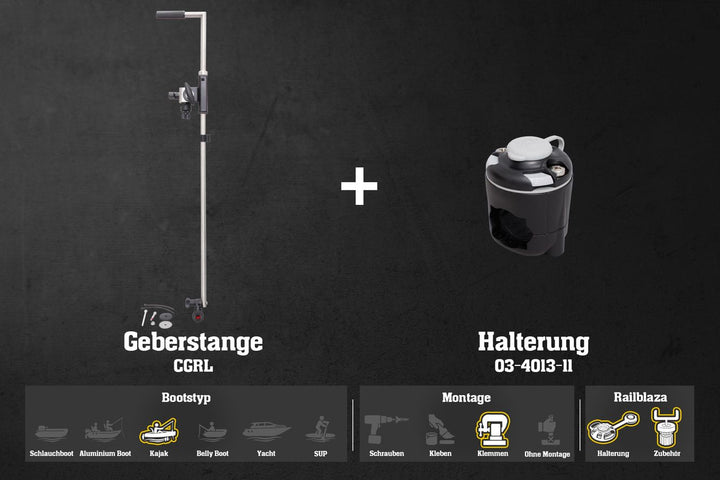 Set: Railblaza Geberstange (850mm) Garmin Lowrance + Halterung für Hobie H-Rail