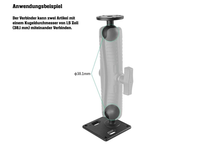 Set: Fasten Kajak Plattform (560x52mm)+ 2x Verbinder + 2x 1,5 Zoll Kugeln Echolot