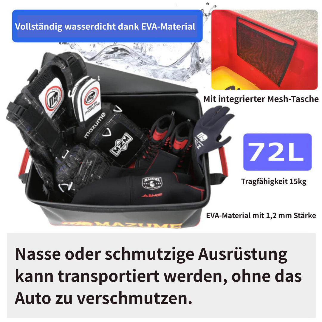 mazume WADING CARGO IV mit Deckel – Wasserdichte EVA Transportbox für Wathose, Schlauchboot, Watstiefel & Bellyboot (MZBK-578, Schwarz)