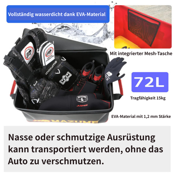 mazume WADING CARGO IV mit Deckel – Wasserdichte EVA Transportbox für Wathose, Schlauchboot, Watstiefel & Bellyboot (MZBK-578, Schwarz)