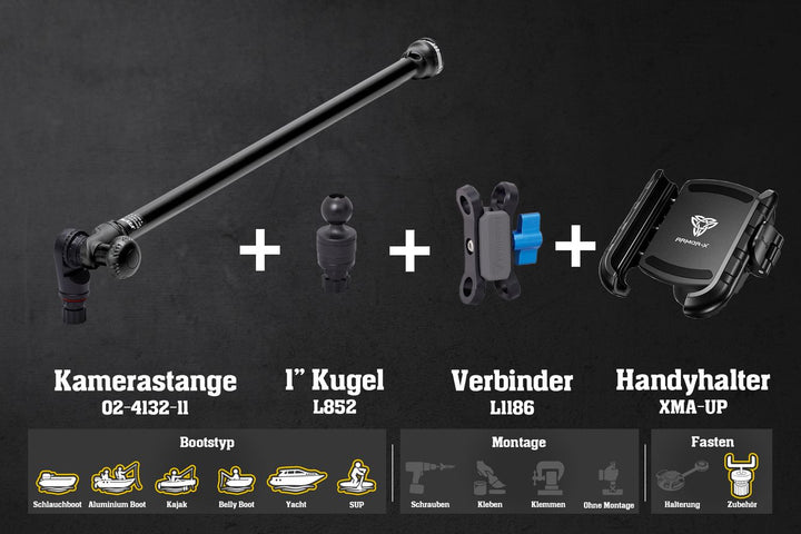 Set: Fasten Cameraboom 600 + Handyhalter für Selfies mit dem Smartphone