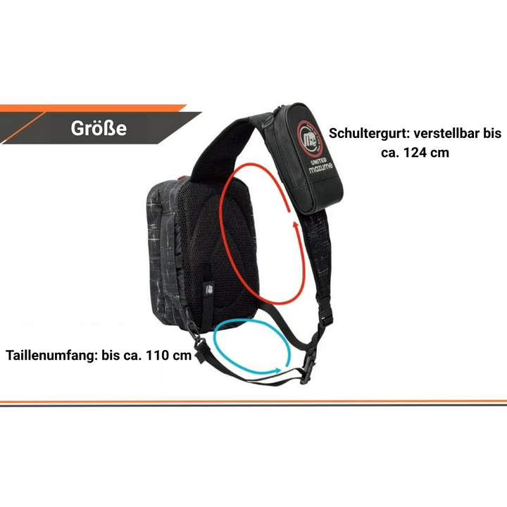 mazume RED MOON One-Shoulder Bag IV – Wasserdichte Schultertasche / Angeltasche (Schwarz, MZBK-600)