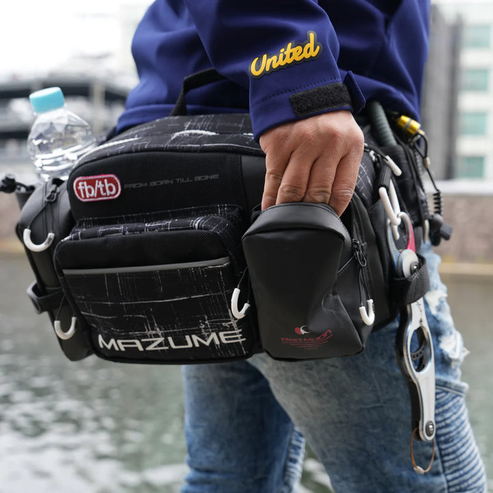 mazume REDMOON WAIST BAG V – Wasserdichte Rettungs- und Gürteltasche für Angler (Schwarz)