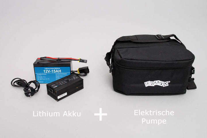 Set: Lithium Akku 12V-15Ah + Bravo BTP 12V Elektropumpe für Schlauchboote