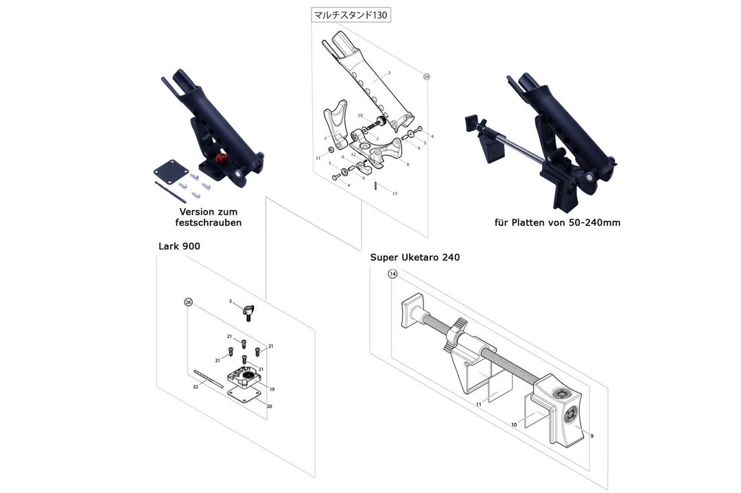 Daiichiseiko Rutenhalter Pro aus Japan Multi Stand 130, Angelboote Rutenablage