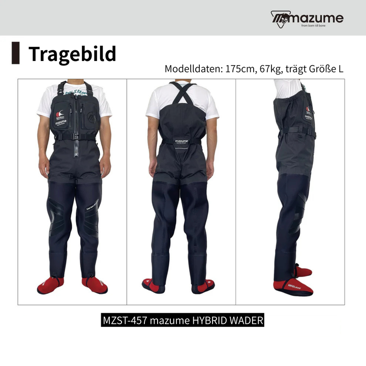 MZST-457 mazume HYBRID WADER breathable neoprene waders for fly fishing, wading and belly boat (men) 