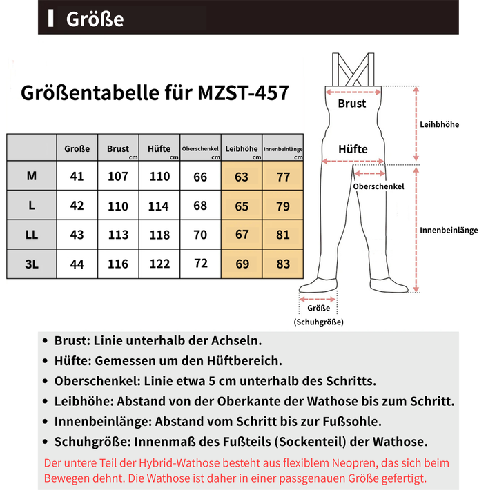 MZST-457 mazume HYBRID WADER breathable neoprene waders for fly fishing, wading and belly boat (men) 