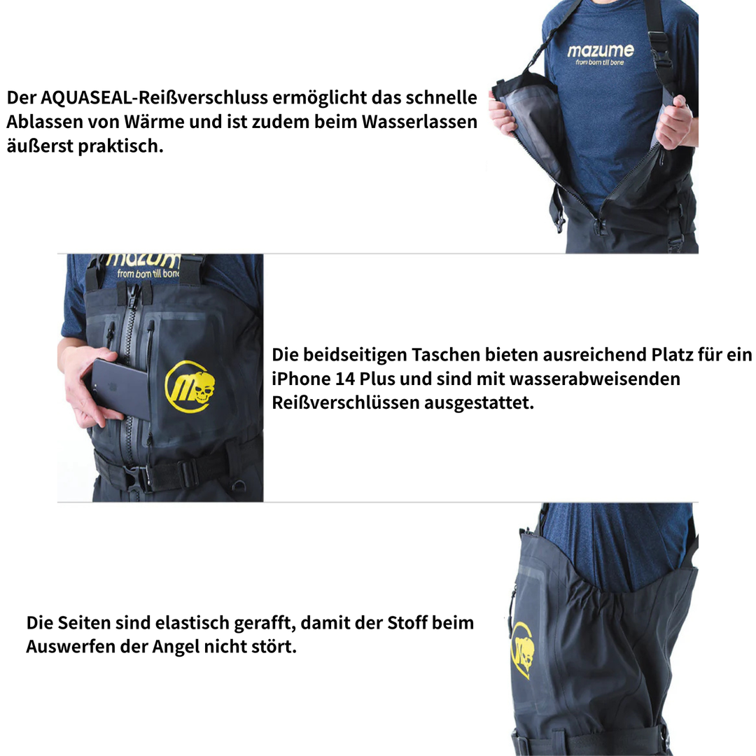 MZBF-454 mazume FULL OPEN BOOTS FOOT WADER (FELT SPIKE MODEL) atmungsaktive Wathose für Fliegenfischen, Watangeln und Bellyboot (Herren)