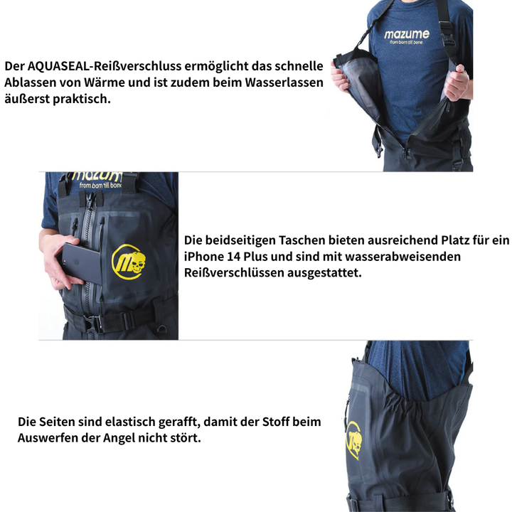 MZBF-454 mazume FULL OPEN BOOTS FOOT WADER (FELT SPIKE MODEL) atmungsaktive Wathose für Fliegenfischen, Watangeln und Bellyboot (Herren)