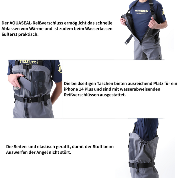 MZST-456 mazume FULL OPEN STOCKINGS WADER breathable waders for fly fishing, wading and belly boat (men) 