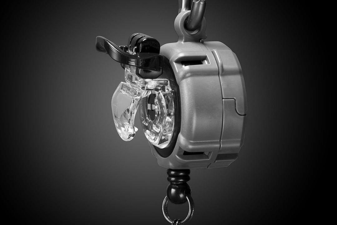 Set: Daiichiseiko Haltezugsystem Clip On Reel + monofile Schnur Knips Schere