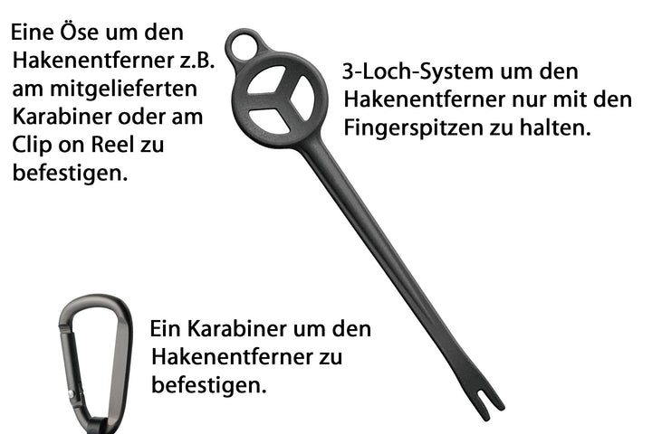 Set: Daiichiseiko Haltezugsystem Clip On Reel + Hakenlöser für Jigg Hook Remover