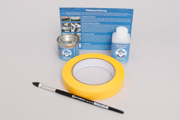 Glue kit for inflatable boats: PVC glue + glue thinner + brush + tape