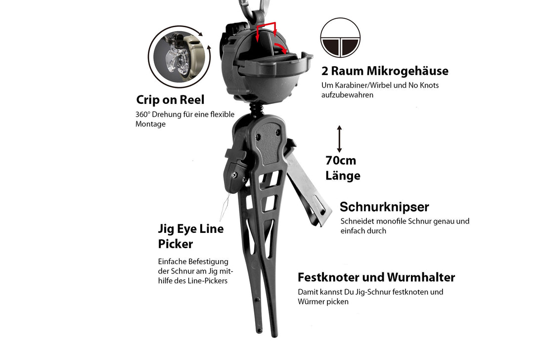 Daiichiseiko 3in1 Haltezugsystem Pickers EX Schnurknipser, Wurmhalter, Schnur